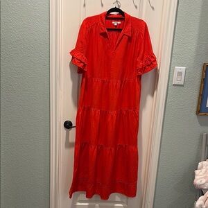 Chico's Red Puff Sleeve Polo Collar Sundress